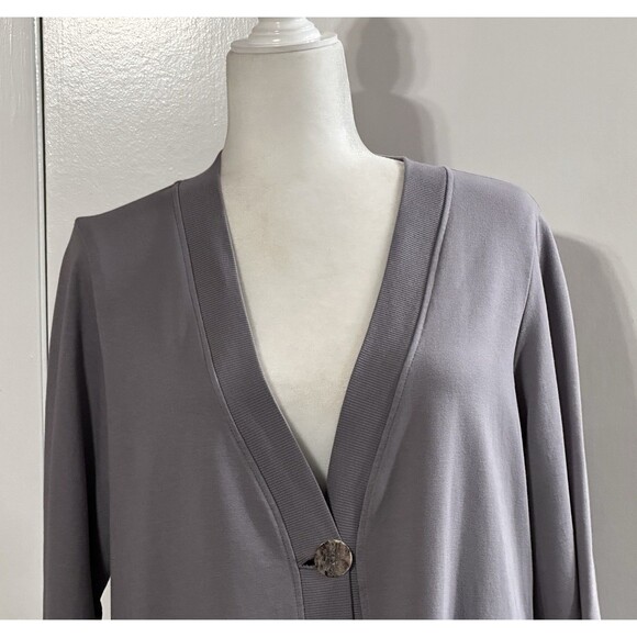 CMC Color Me Cotton Size M Grey One Button Cardigan Jacket Lagenlook Minimalist - Picture 5 of 10